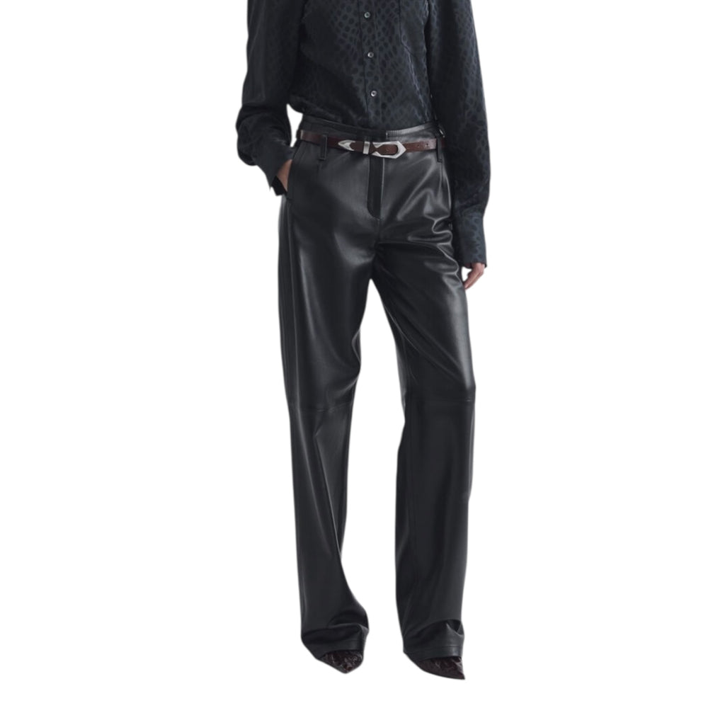 Pantalon large en cuir