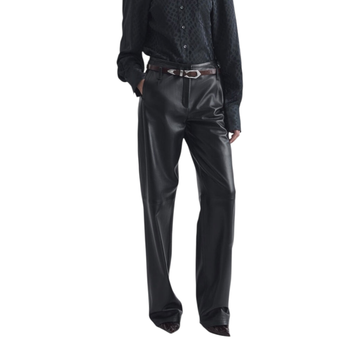 Pantalon large en cuir