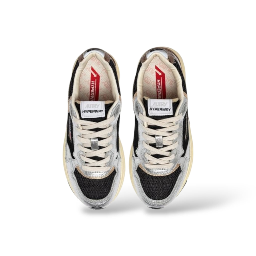 Baskets Hyperway en cuir synthétique argent mesh et daim