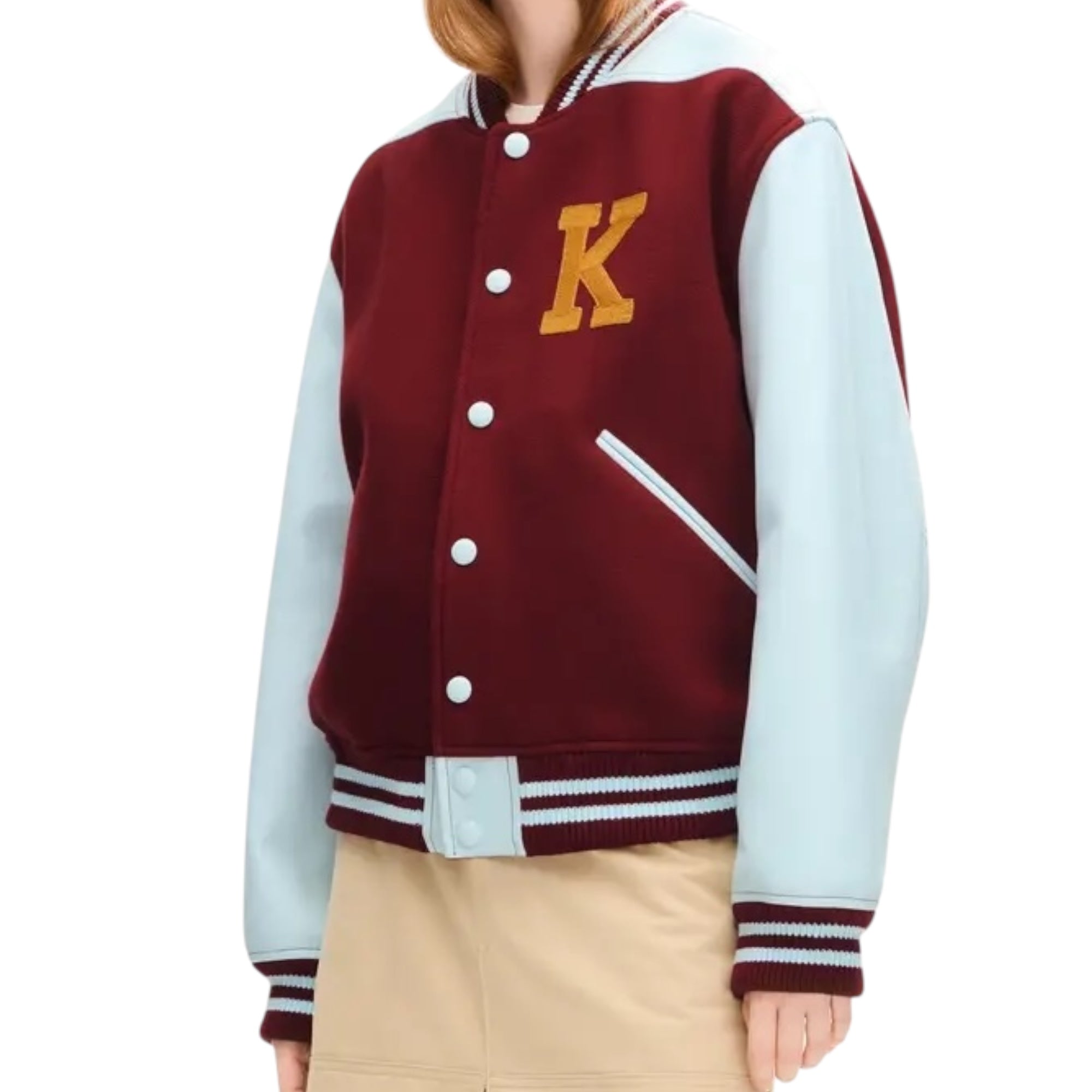 Veste varsity en laine et cuir