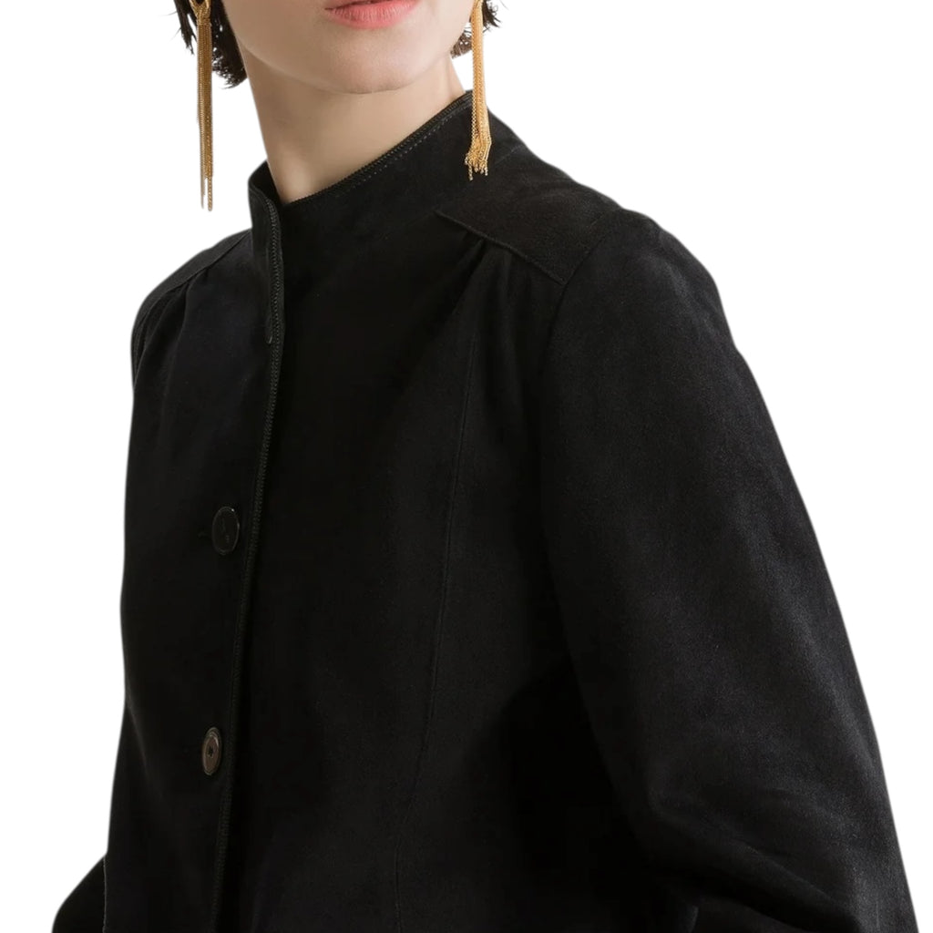Veste à col officier en daim notte