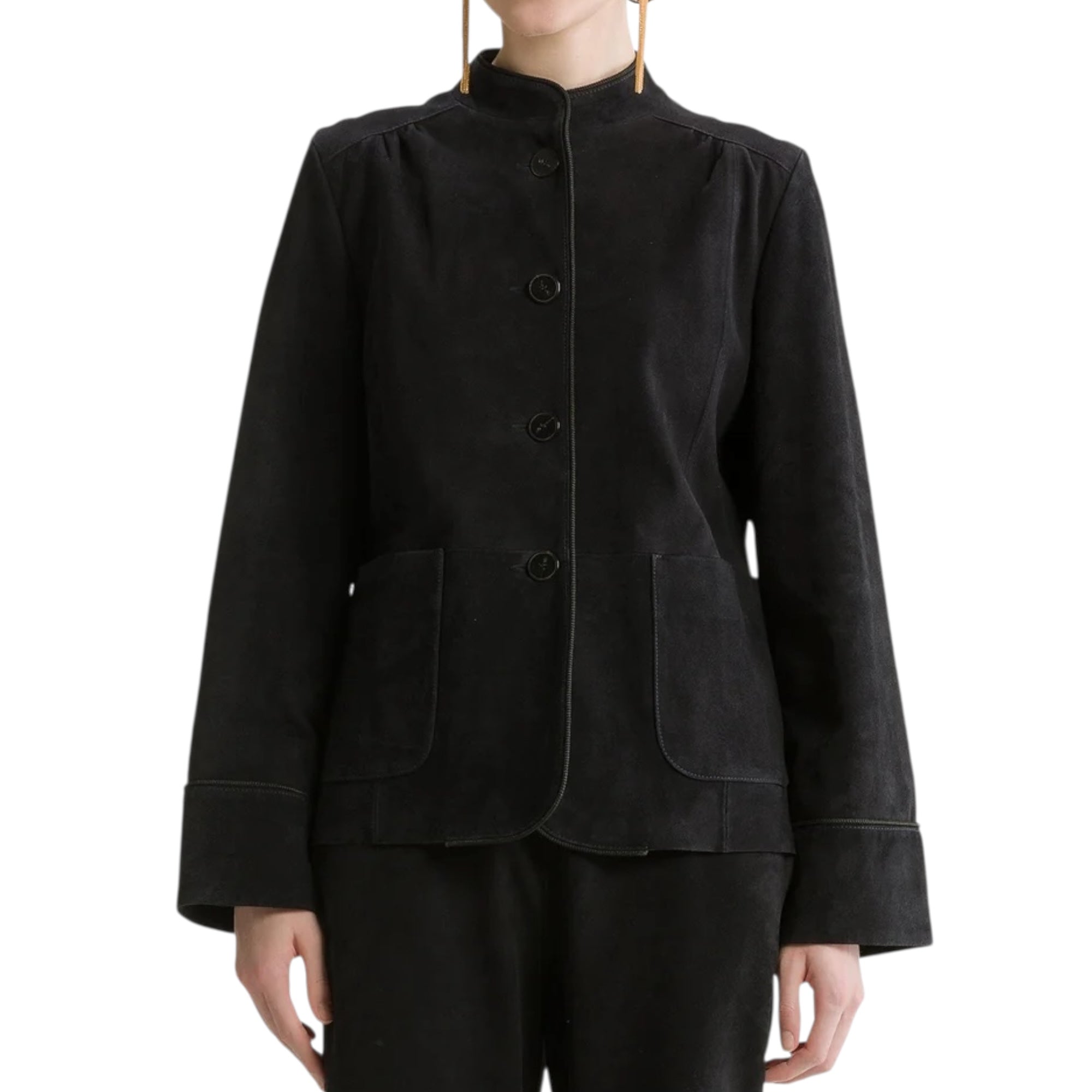 Veste à col officier en daim notte