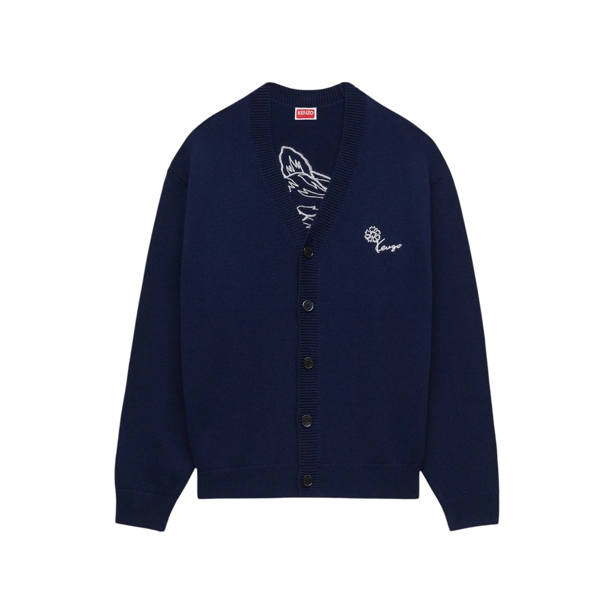 Cardigan brodé « Kenzo Tulip » en laine et coton effet éponge