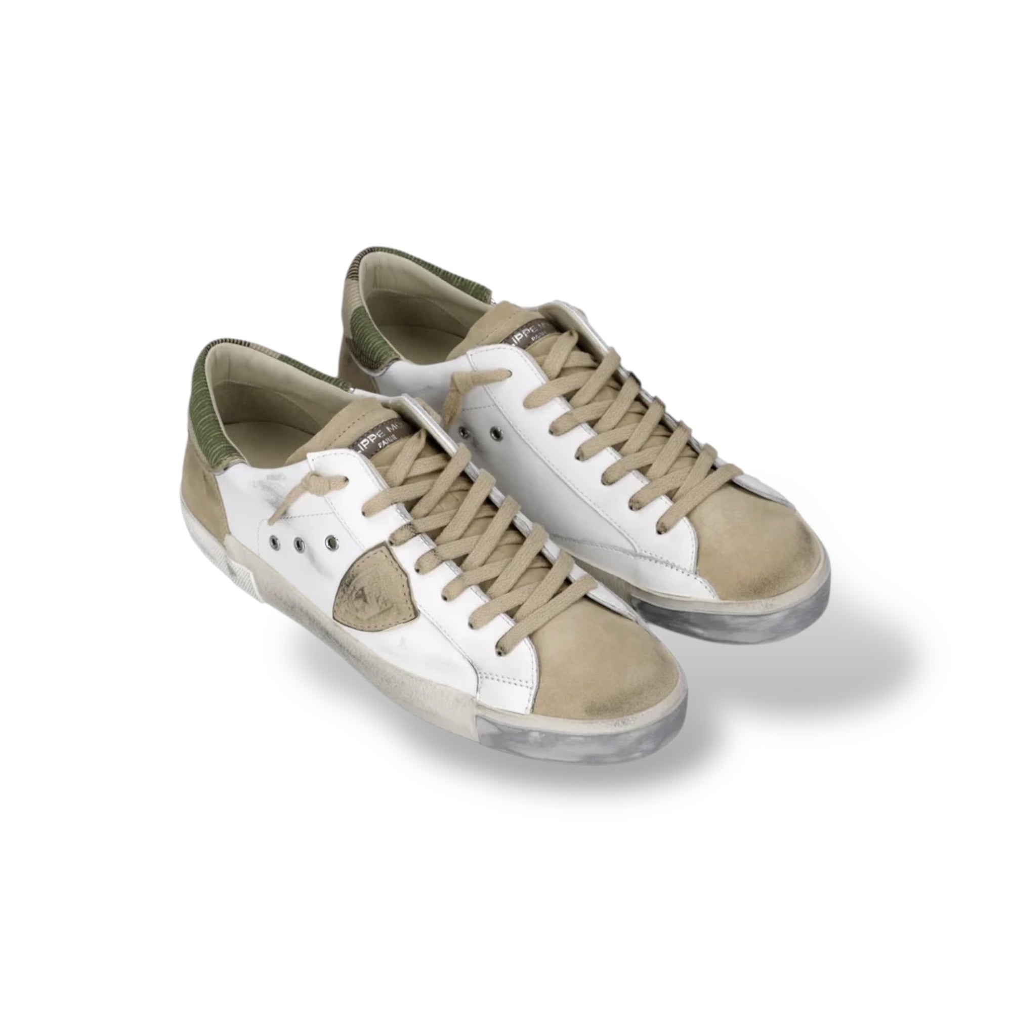 Baskets Prsx, Blanc et Beige