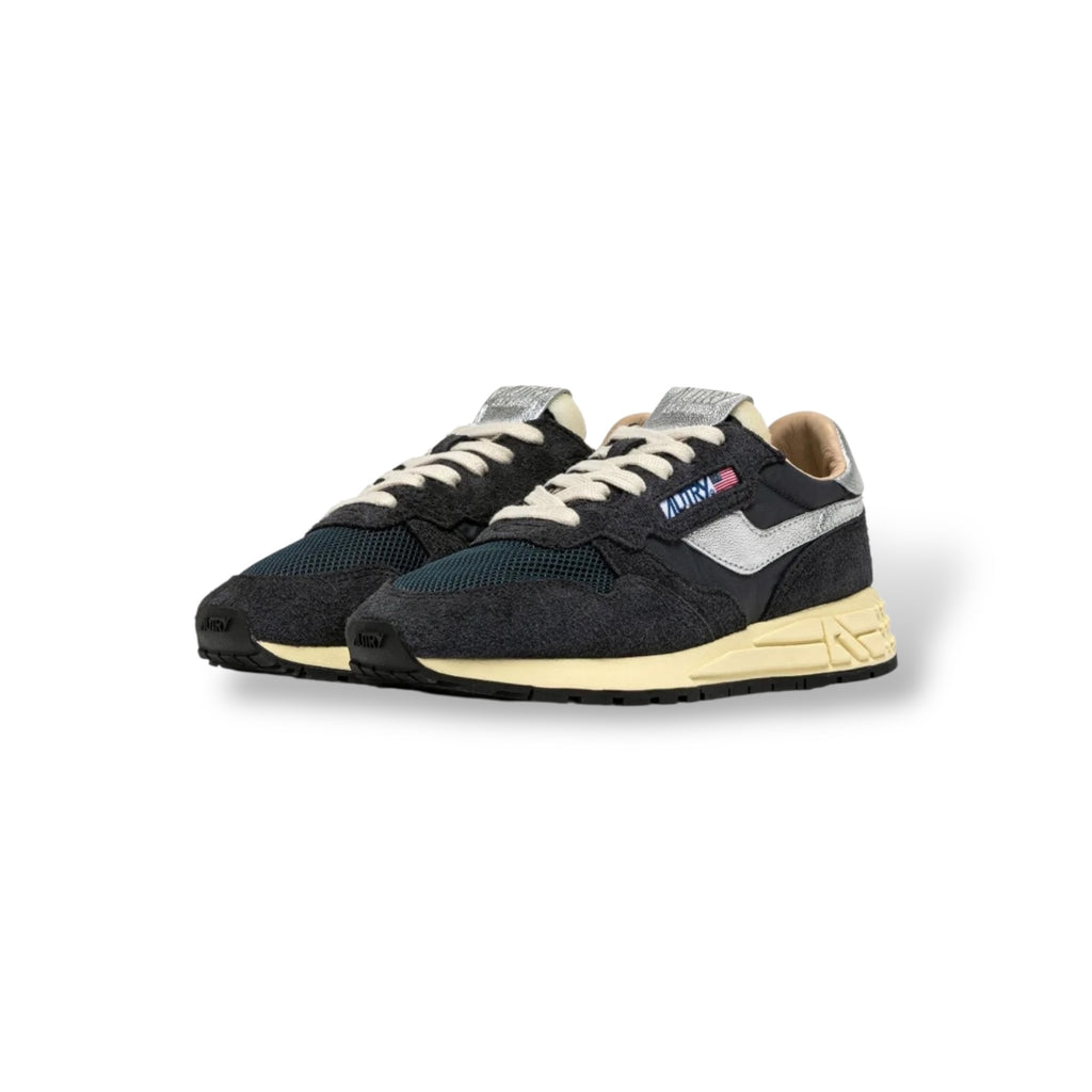 Baskets Reelwind Low en nylon daim et cuir Carbon et Argent