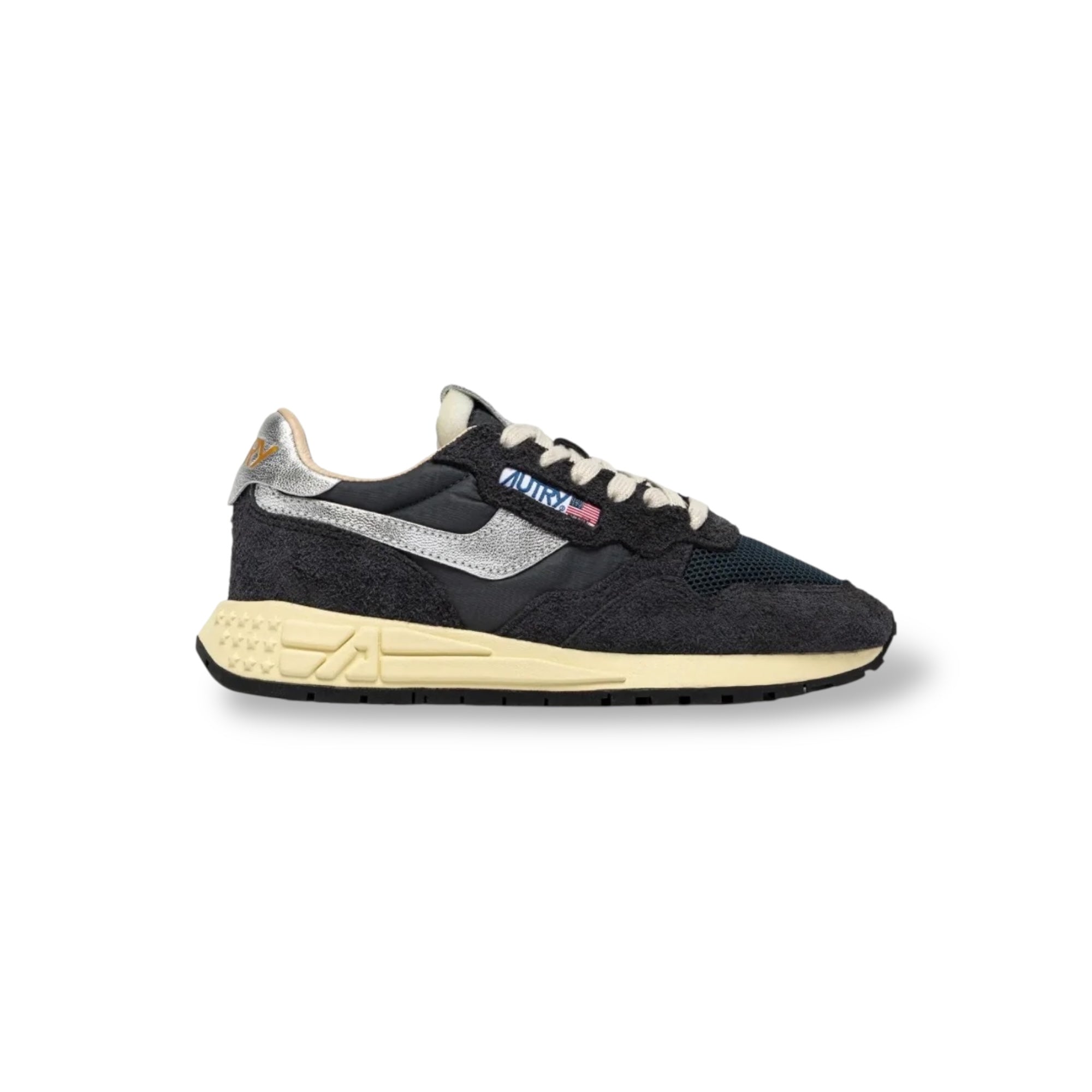 Baskets Reelwind Low en nylon daim et cuir Carbon et Argent