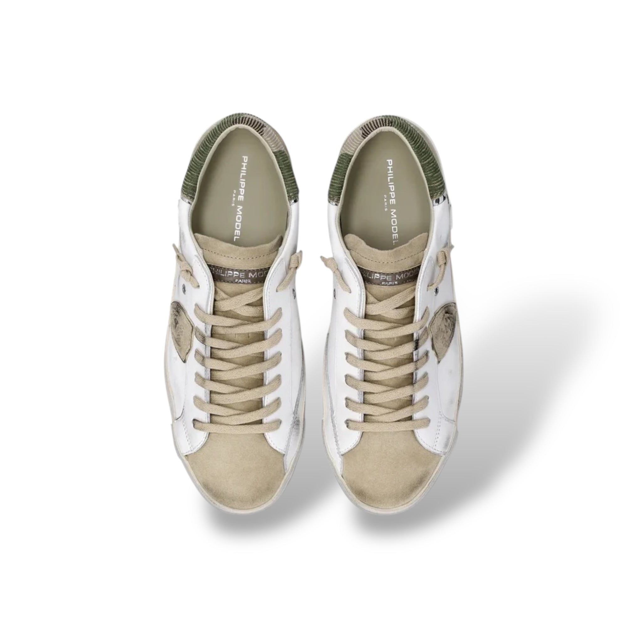 Baskets Prsx, Blanc et Beige