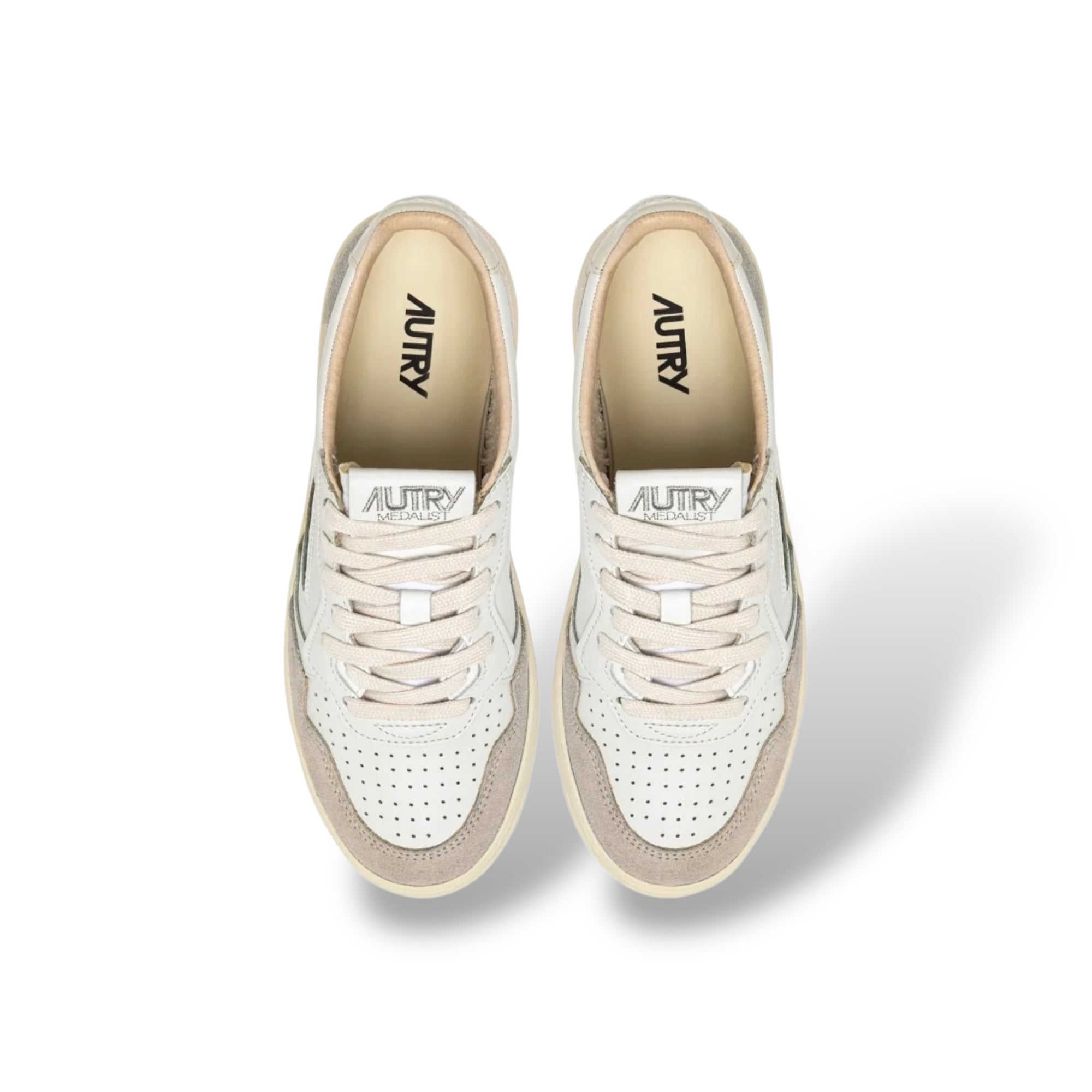 Baskets Medalist Low en daim, cuir blanc et pélican